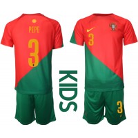 Portugal Pepe #3 Hemmatröja Barn VM 2022 Kortärmad (+ Korta byxor)